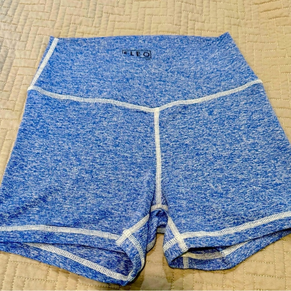 Fleo Bundle of 2 Women's Heathered Blue and Red Athletic  V-Waist Shorts